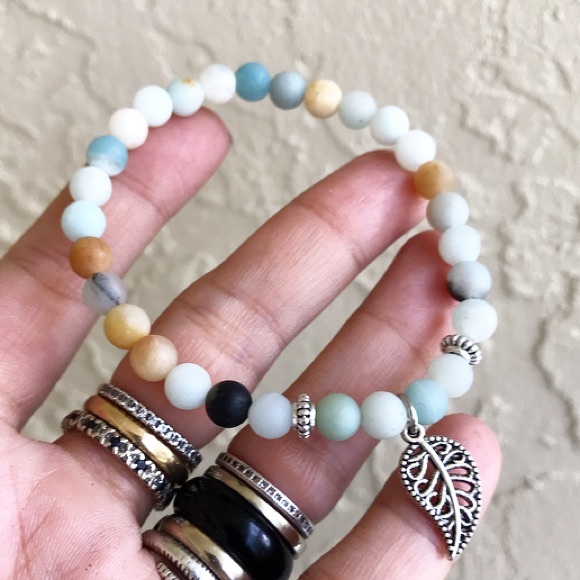 🔴SALE Genuine amazonite bead silver leaf bracelet - Picture 7 of 9